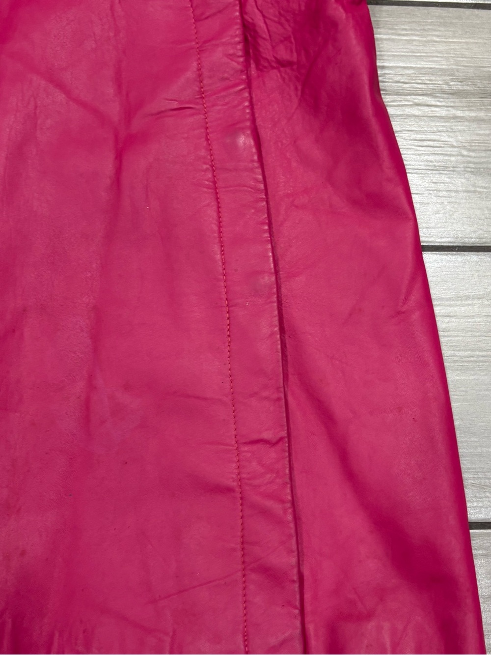 Vintage 60s Leather Beged Or Israel Couture pink leather dress size 42 - Picture 4 of 14